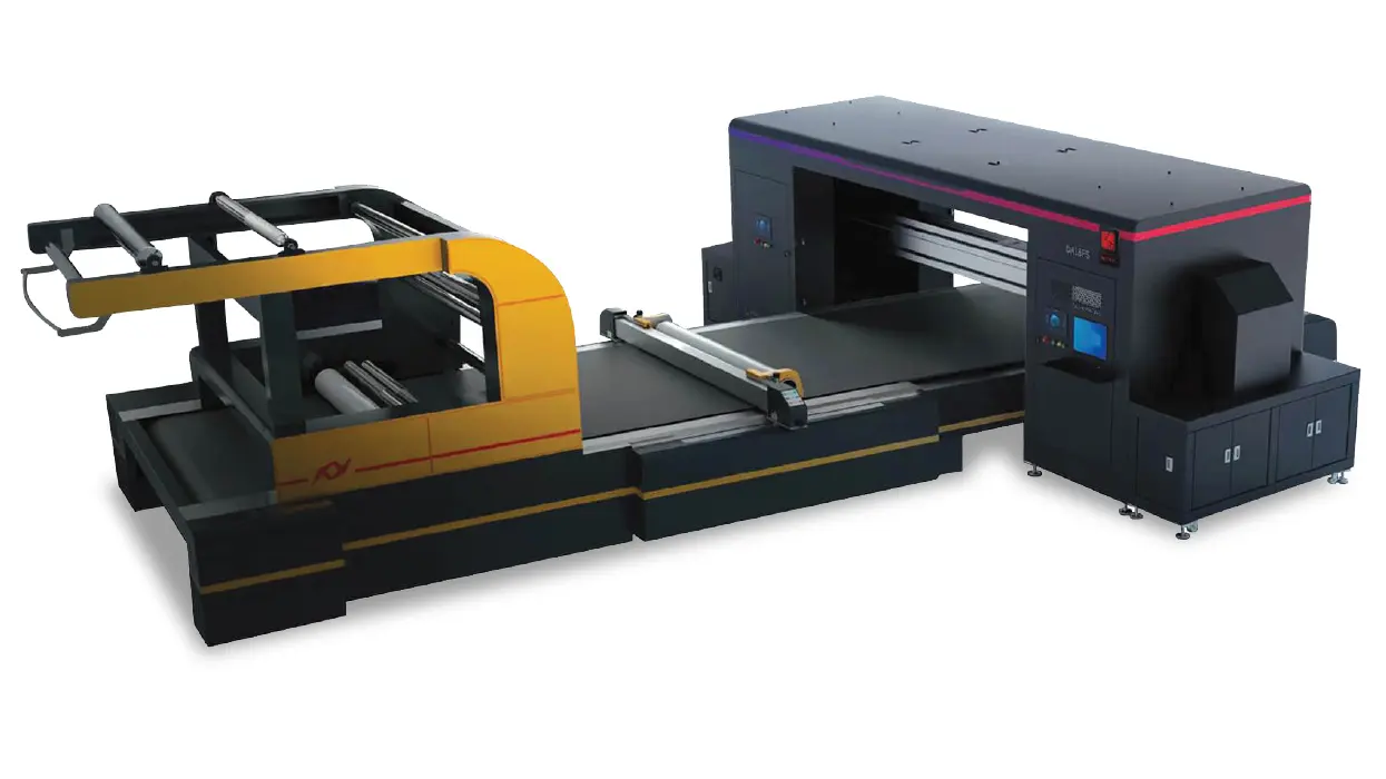 Mesin Digital Printing UV DA 18FS Hybrid - Cocok untuk cetak media flatbed dan roll to roll, akurasi tinggi, dan printhead Kyocera Printheads 64pcs